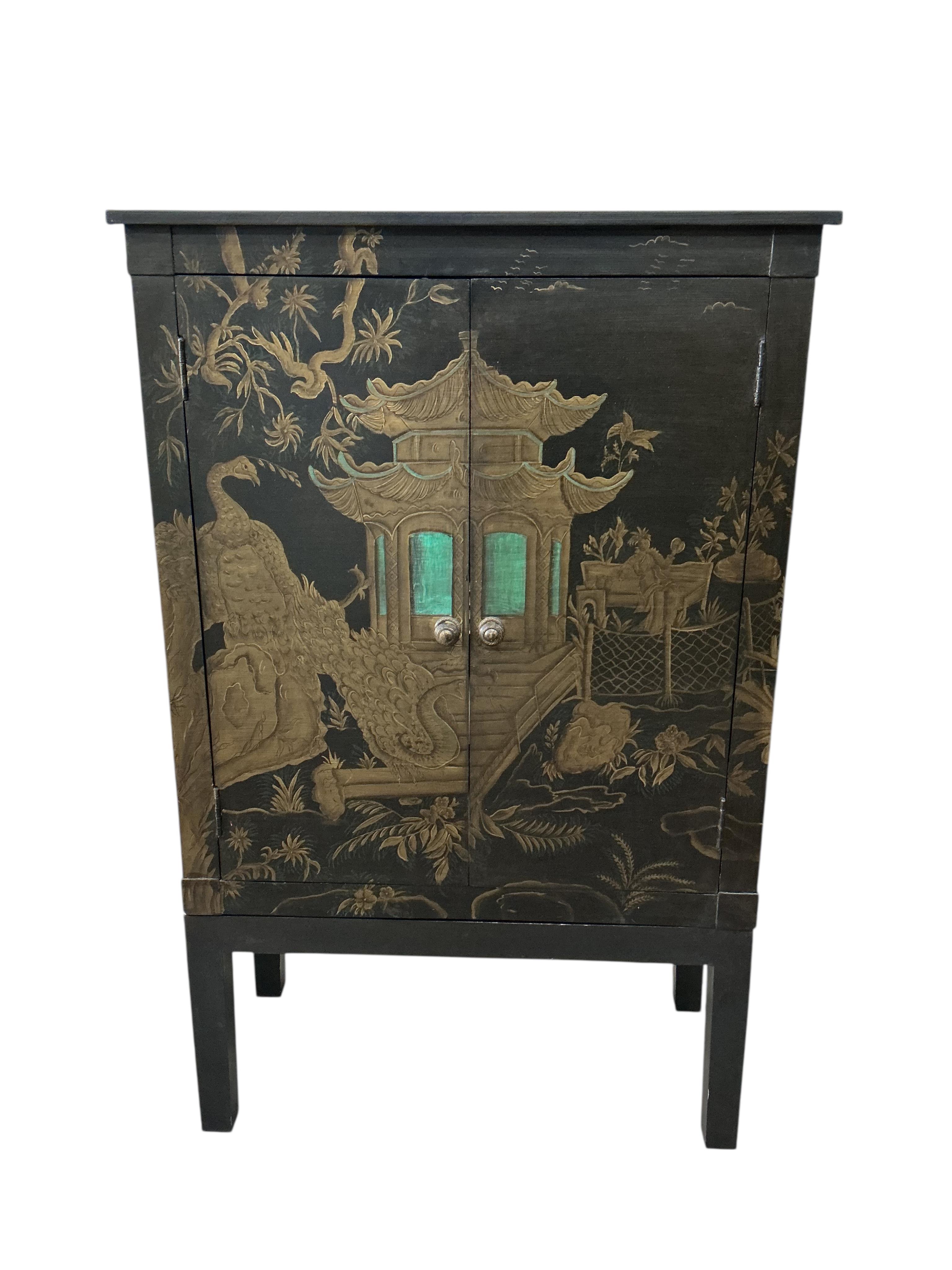 An OKA 'Peking' television cabinet, width 90cm, depth 46cm, height 140cm